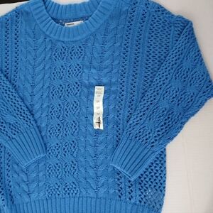 Sonoma Blue Size OX Long Sleeve 19 Inches Crochet Sweater Women’s
